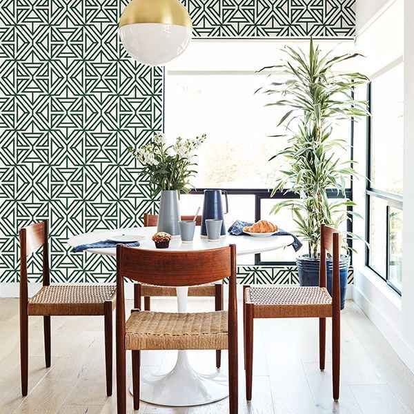 Helios Green Geometric Wallpaper - York Wallcoverings - 2902-87332 - York Wallcoverings Wallpaper