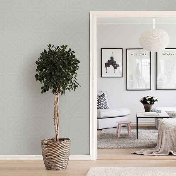 Voltaire Silver Beaded Geometric Wallpaper - York Wallcoverings - 2902-87334 - York Wallcoverings Wallpaper