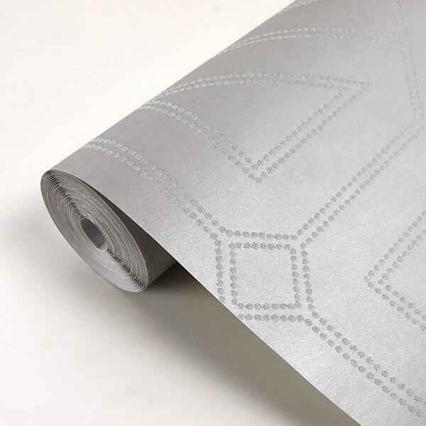 Voltaire Platinum Beaded Geometric Wallpaper - York Wallcoverings - 2902-87338 - York Wallcoverings Wallpaper