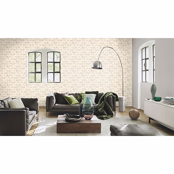 eyre-white-three-dimensional-geometric-wallpaper-york-wallcoverings-rh611359 - York Wallcoverings Wallpaper