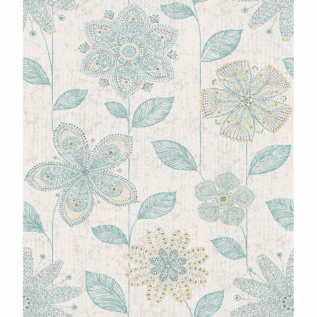 maisie-teal-batik-flower-york-wallcoverings-1014-001814 - York Wallcoverings Wallpaper