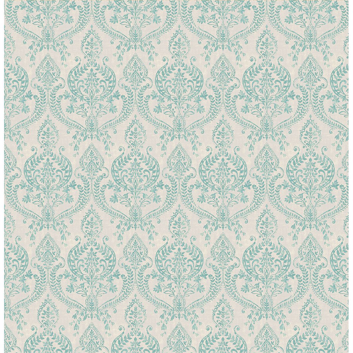 Waverly Turquoise Petite Damask Wallpaper - York Wallcoverings - 1014-001819 - York Wallcoverings Wallpaper