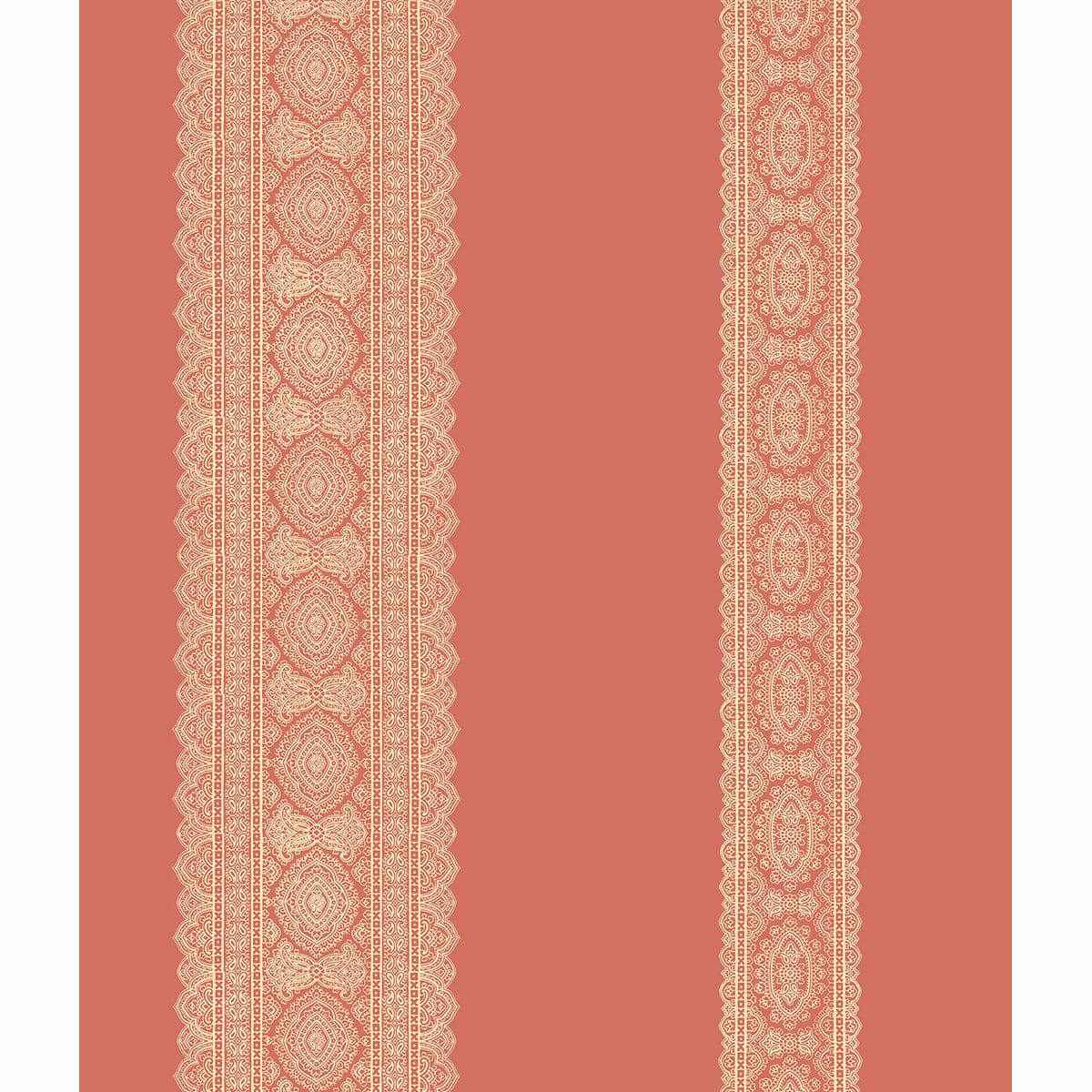 Brynn Coral Paisley Stripe Wallpaper - York Wallcoverings - 1014-001833