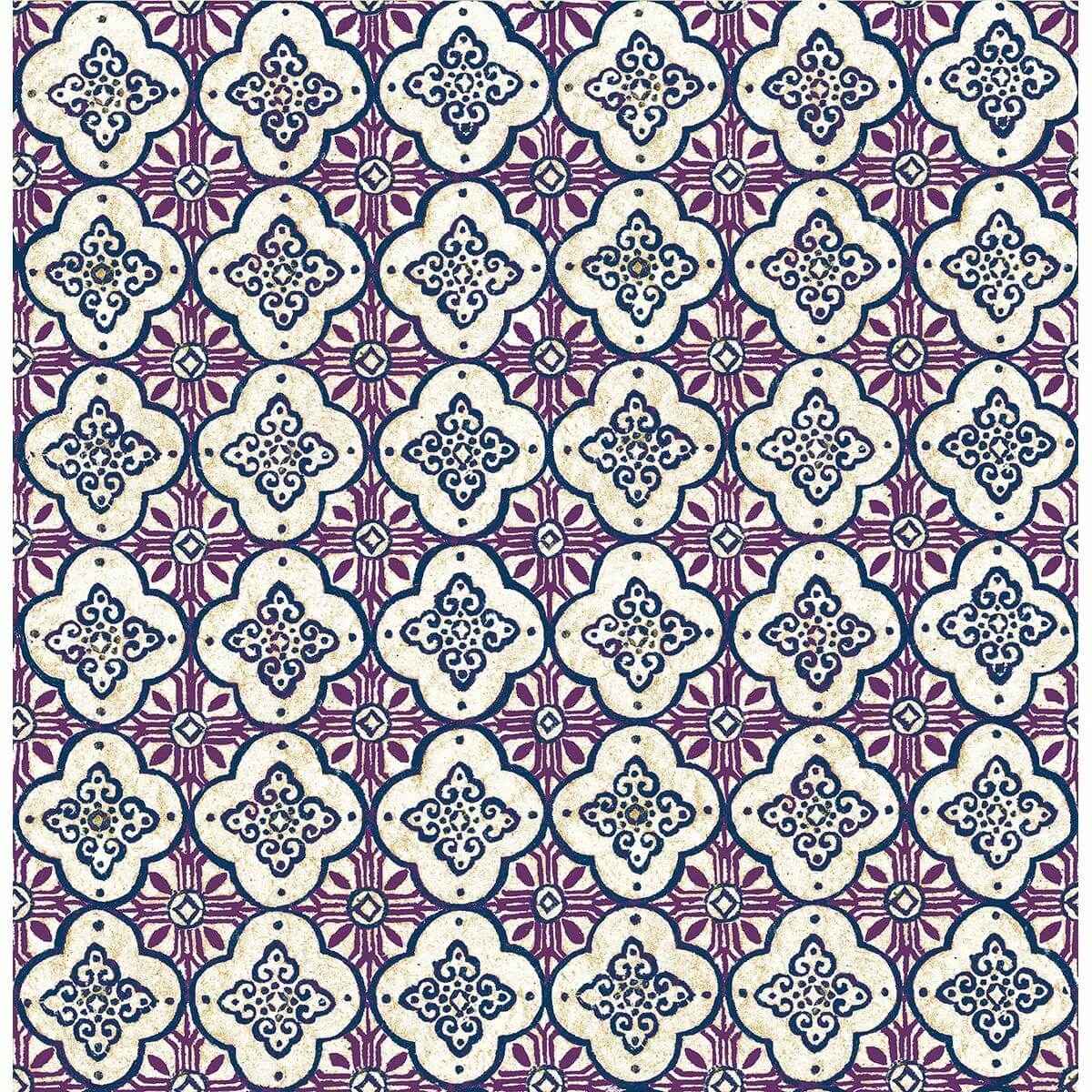 Geo Violet Quatrefoil Wallpaper - York Wallcoverings - 1014-001852