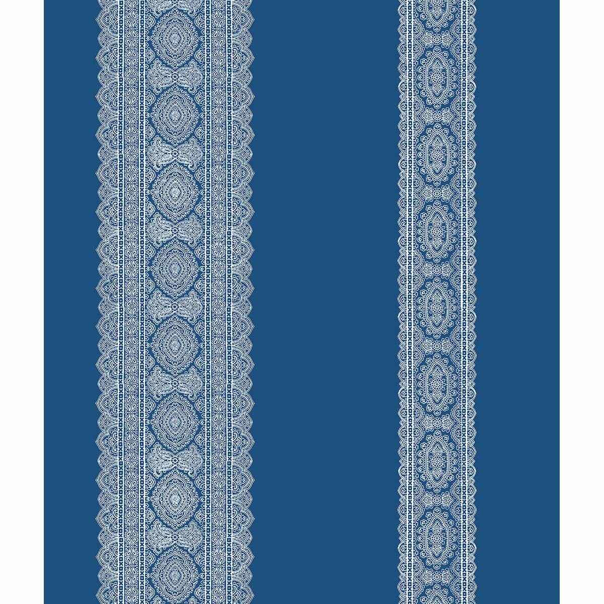 Brynn Indigo Paisley Stripe Wallpaper - York Wallcoverings - 1014-001832 - York Wallcoverings Wallpaper
