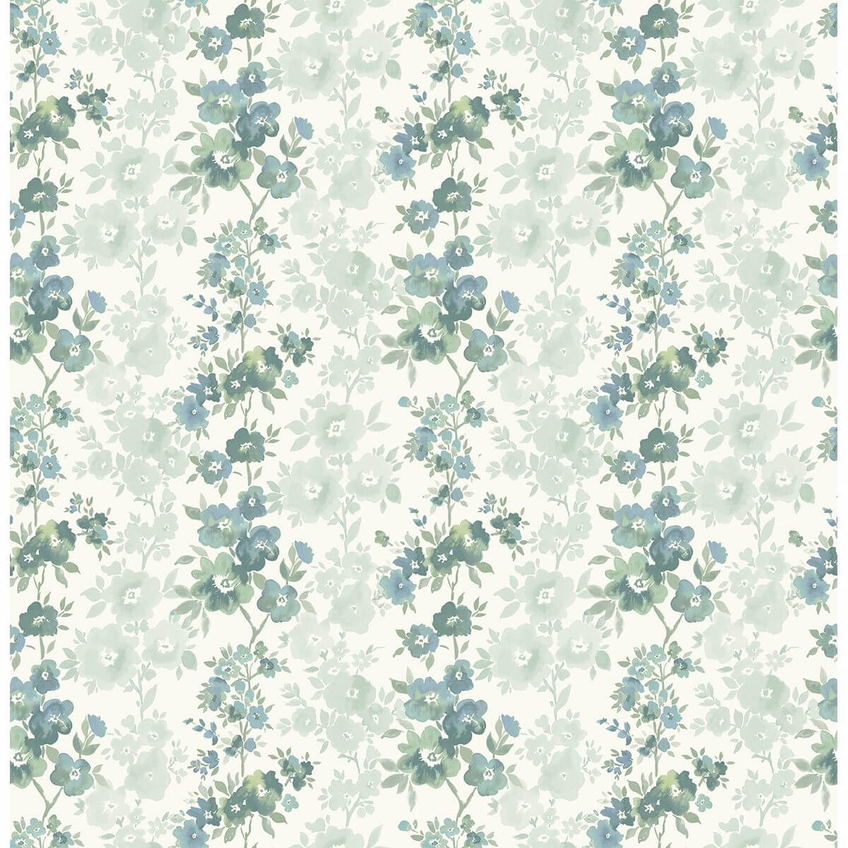 charlise-teal-floral-stripe-york-wallcoverings-2657-22253 - York Wallcoverings Wallpaper