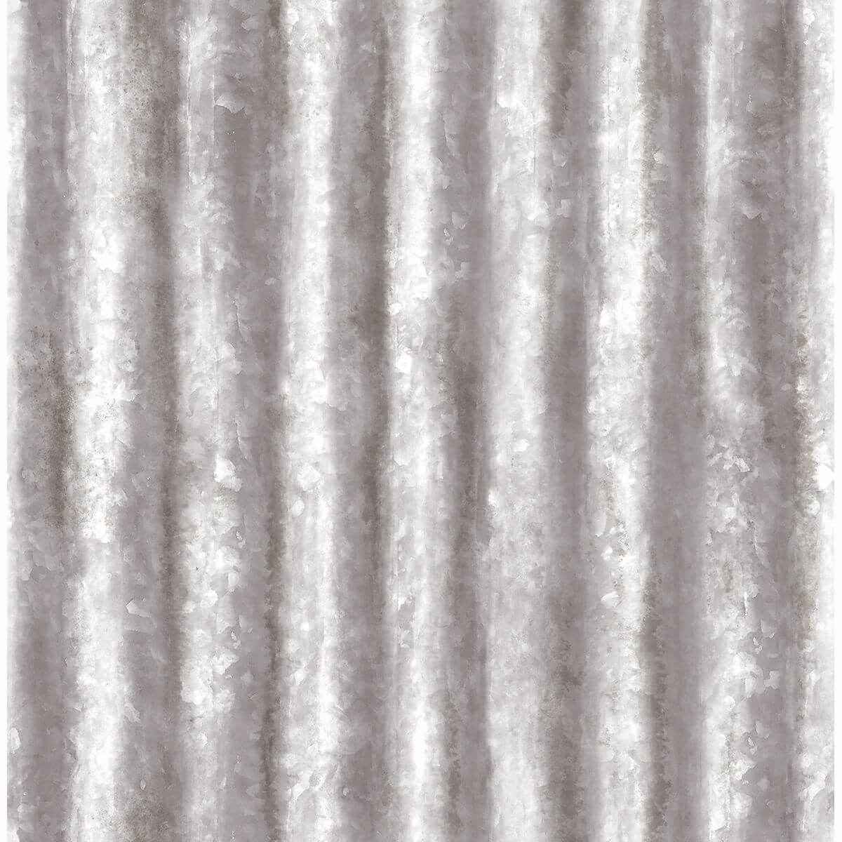 Silver Corrugated Metal Wallpaper - York Wallcoverings - 2701-22336