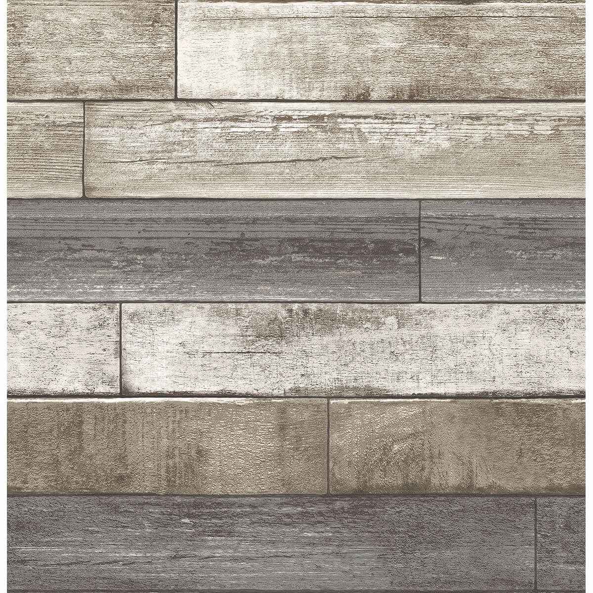 Grey Weathered Plank Wallpaper - York Wallcoverings - 2701-22345