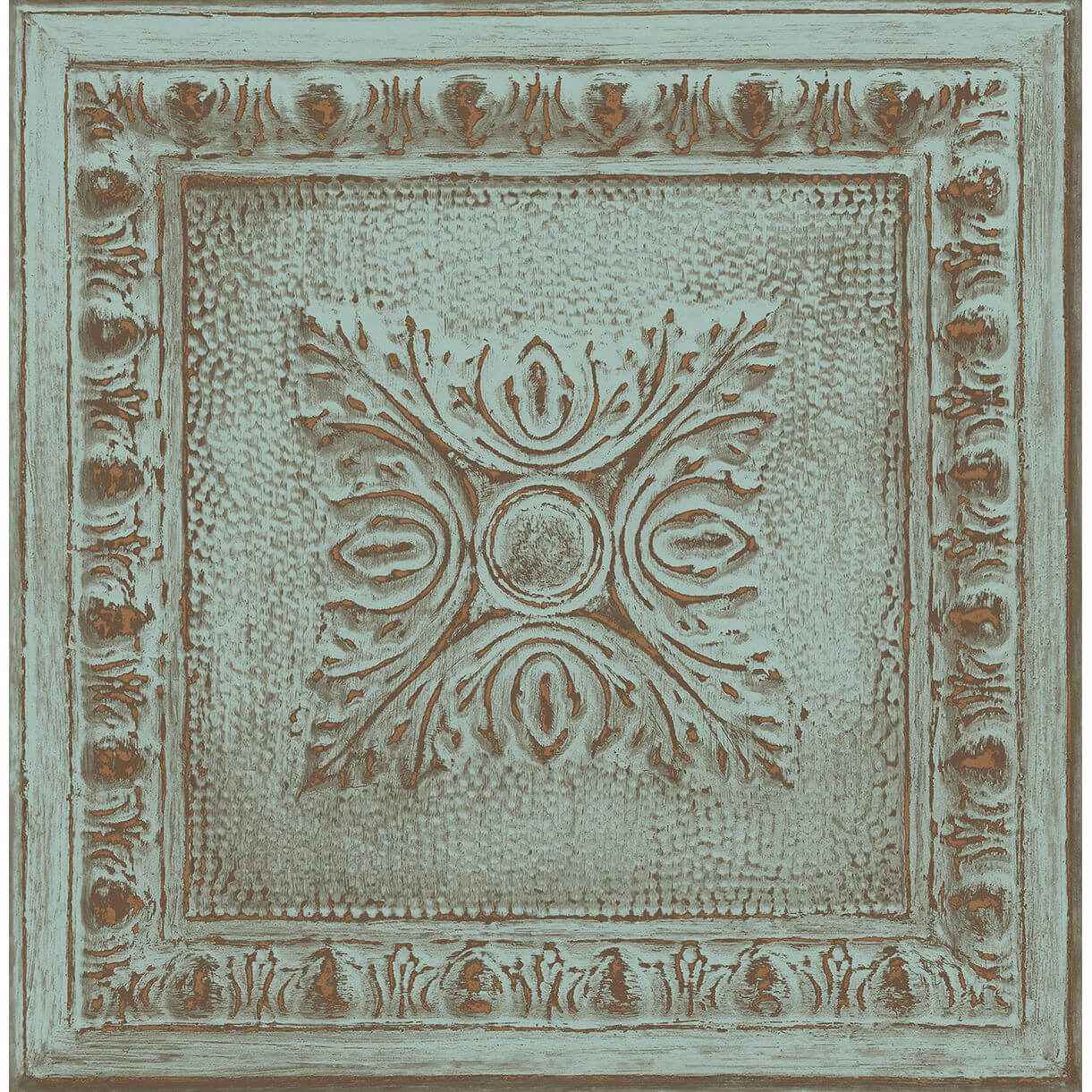 Ornamental Turquoise Tin Tile Wallpaper - York Wallcoverings - 2540-24032