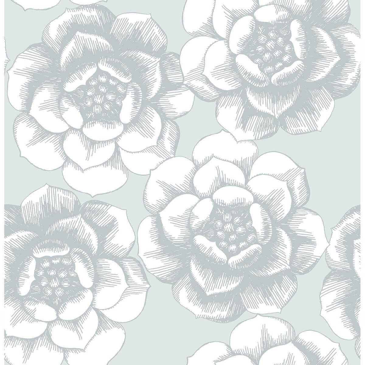 Fanciful Silver Floral Wallpaper - York Wallcoverings - 2763-24240 - York Wallcoverings Wallpaper