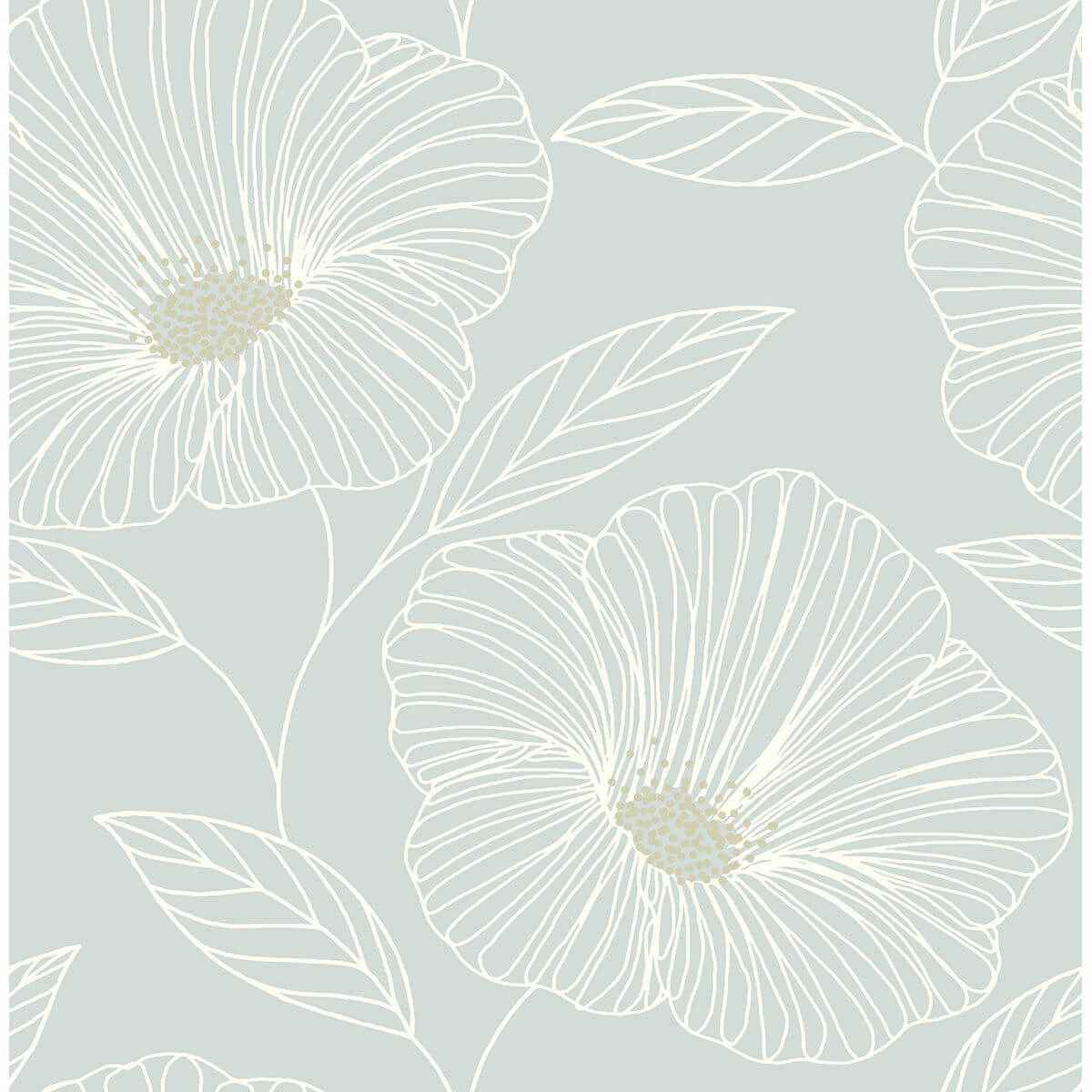 Mythic Seafoam Floral Wallpaper - York Wallcoverings - 2764-24321 - York Wallcoverings Wallpaper
