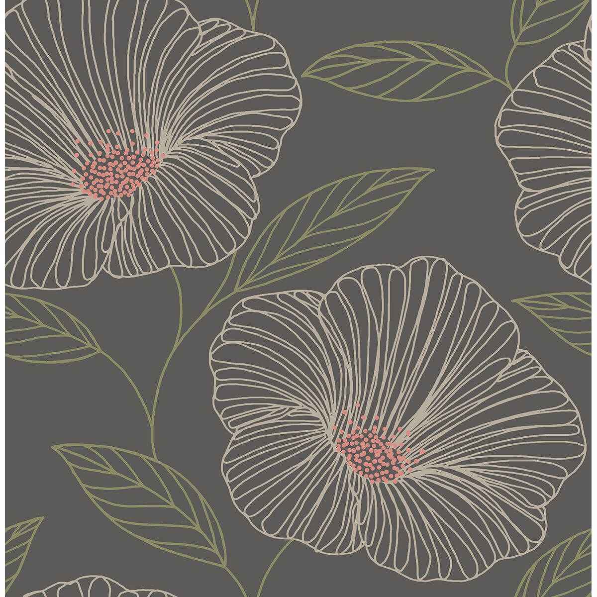 Mythic Grey Floral Wallpaper - York Wallcoverings - 2764-24319 - York Wallcoverings Wallpaper
