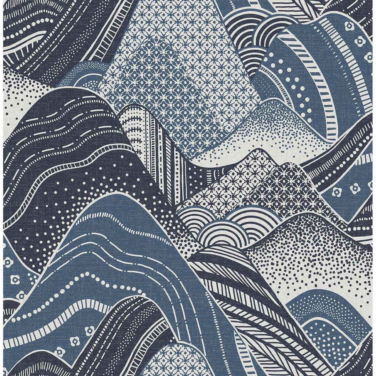 Meru Navy Mountain Wallpaper - York Wallcoverings - 2764-24333