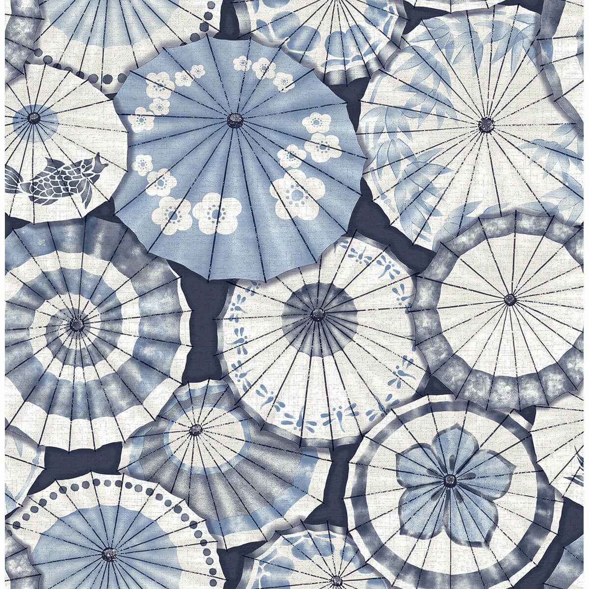 Mikado Blue Parasol Wallpaper - York Wallcoverings - 2764-24361