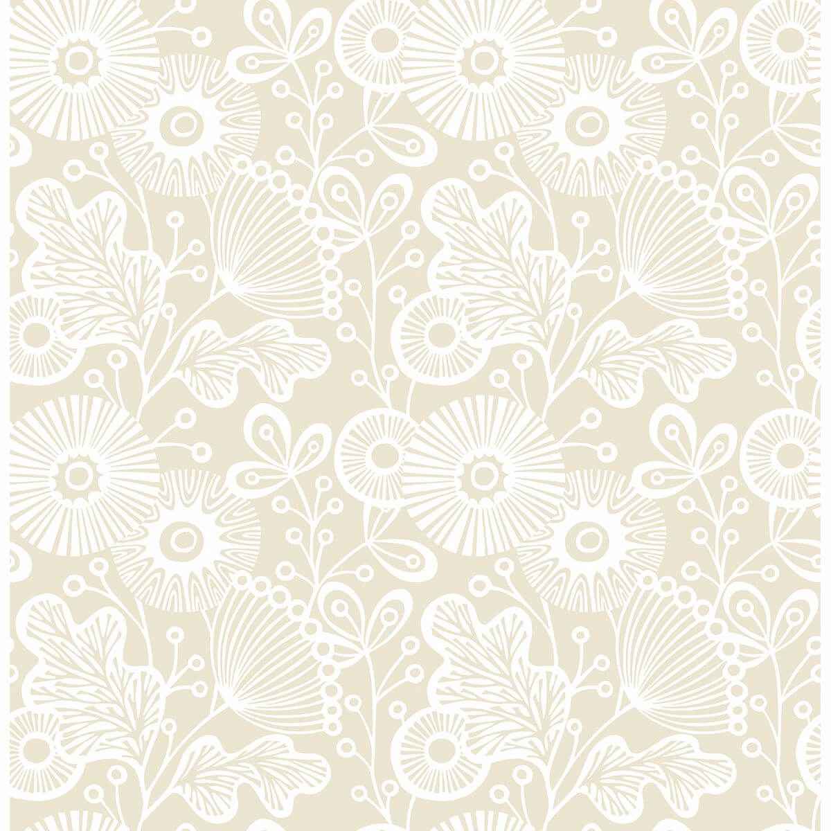 Ana Cream Floral Wallpaper - York Wallcoverings - 2821-25108 - York Wallcoverings Wallpaper