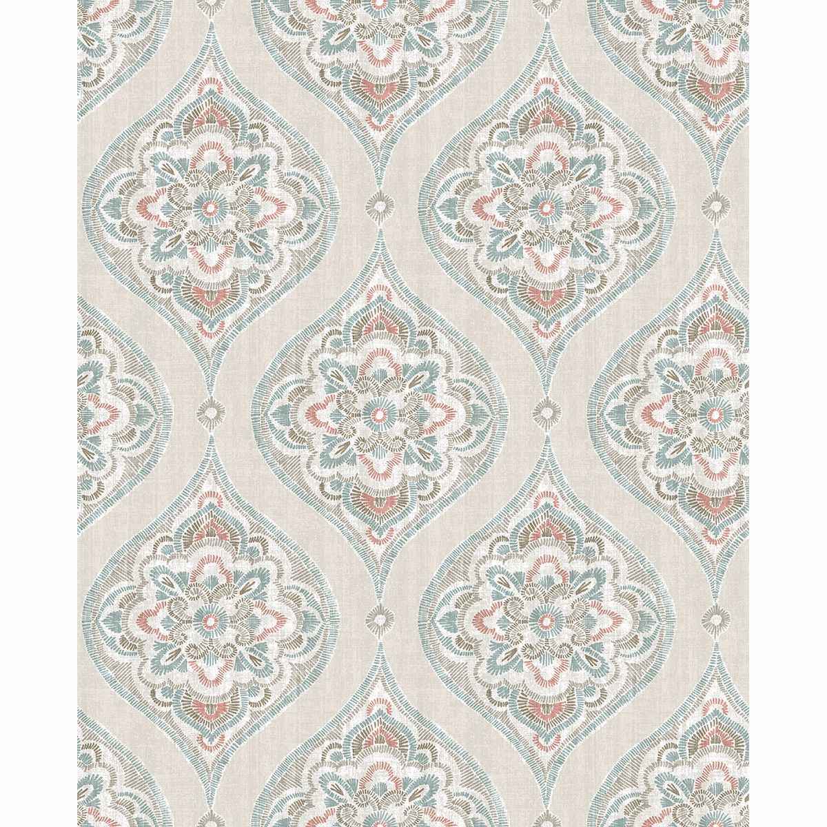Adele Teal Damask Wallpaper - York Wallcoverings - 2821-25150 - York Wallcoverings Wallpaper