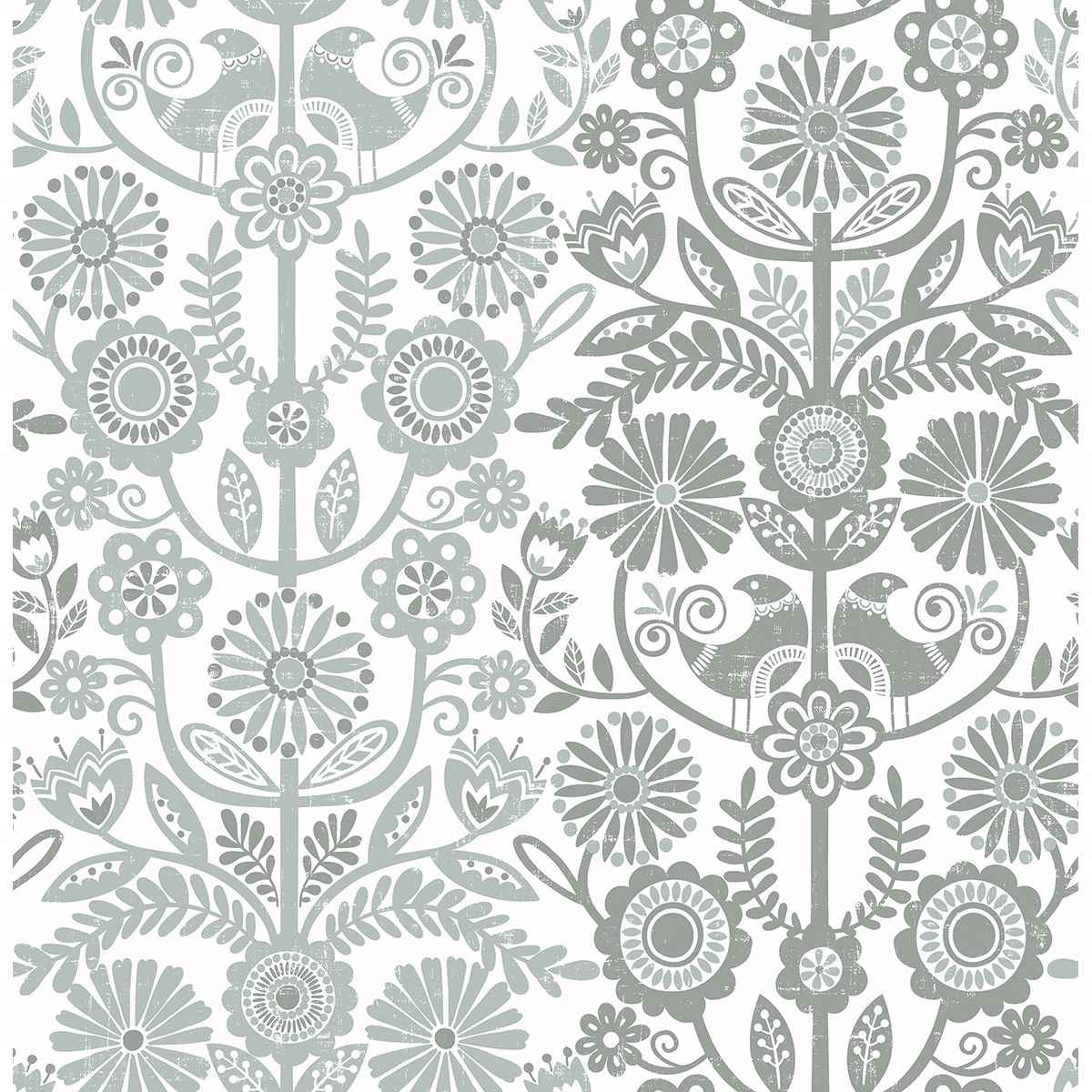 Lovebirds Slate Folk Stripe Wallpaper - York Wallcoverings - 2821-25107 - York Wallcoverings Wallpaper