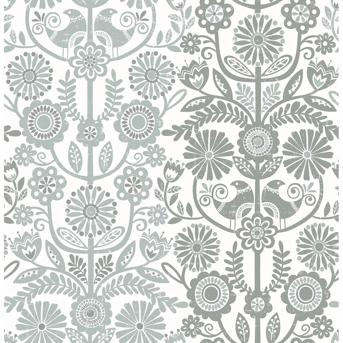 lovebirds-slate-folk-stripe-wallpaper-york-wallcoverings-2821-25107 - York Wallcoverings Wallpaper