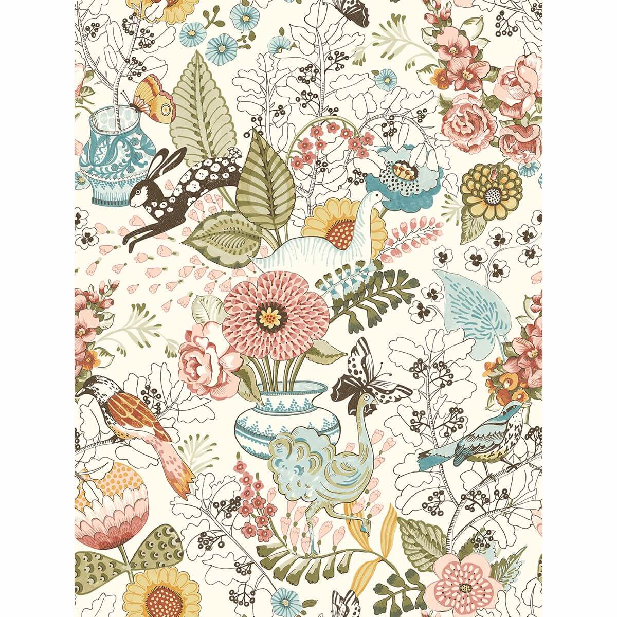 whimsy-pink-fauna-wallpaper-york-wallcoverings-2821-12802 - York Wallcoverings Wallpaper