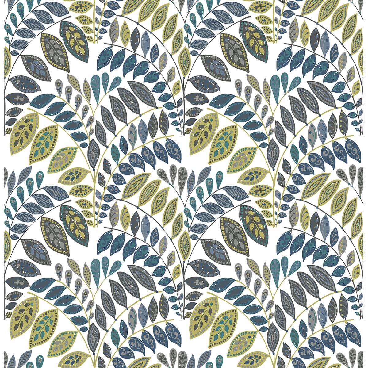 fiddlehead-green-botanical-wallpaper-york-wallcoverings-2821-25142 - York Wallcoverings Wallpaper