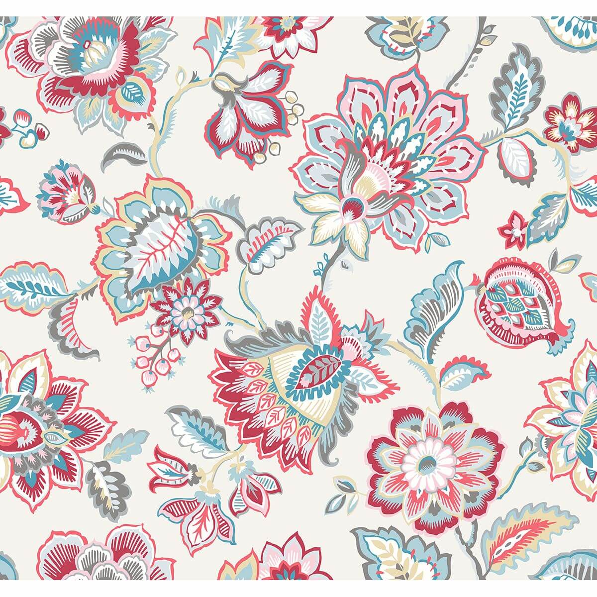 corona-red-jacobean-wallpaper-york-wallcoverings-2901-87512 - York Wallcoverings Papel pintado