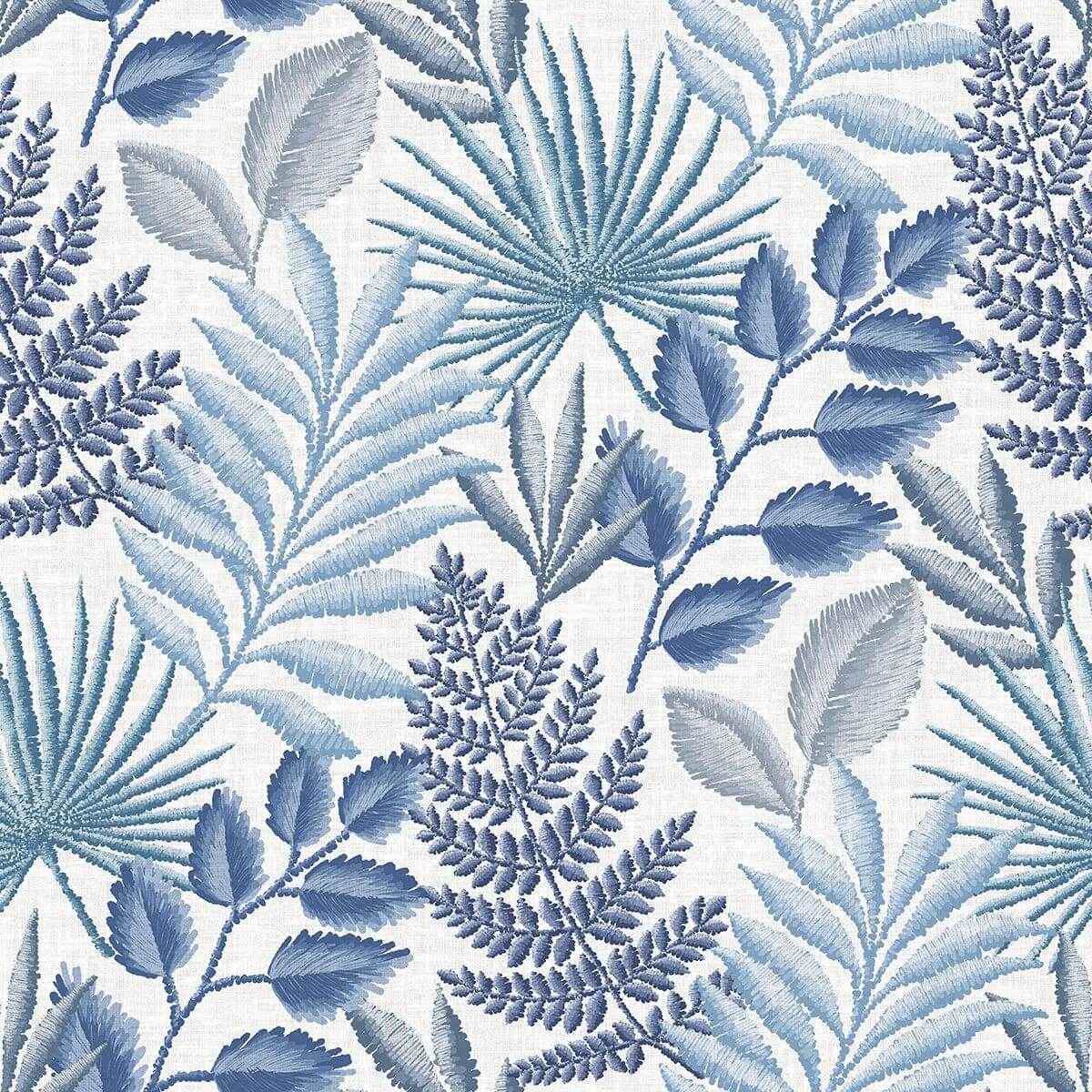 Palomas Blue Botanical Wallpaper - York Wallcoverings - 2901-87505 - York Wallcoverings Wallpaper