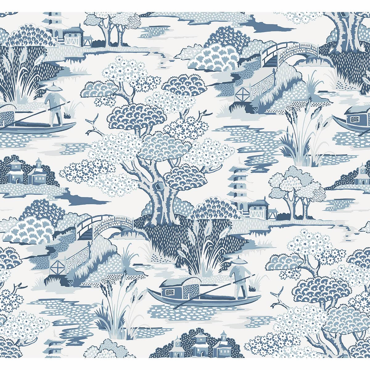 joy-de-vie-blue-toile-wallpaper-york-wallcoverings-2901-87507 - York Wallcoverings Wallpaper
