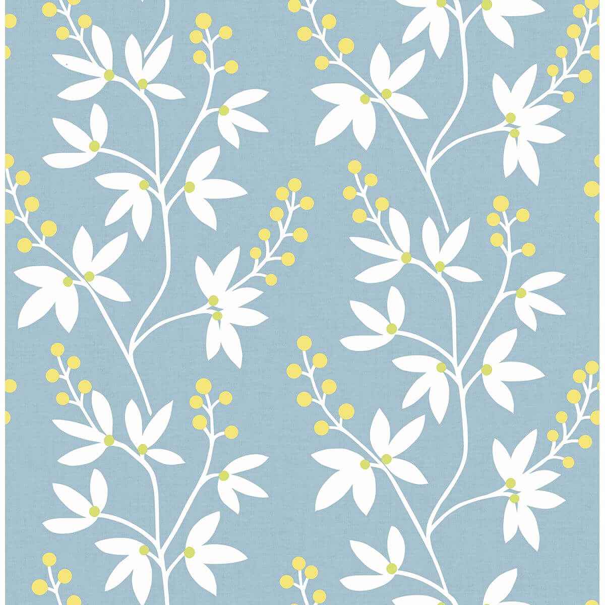 Linnea Elsa Light Blue Botanical Trail Wallpaper - York Wallcoverings - 2901-25442