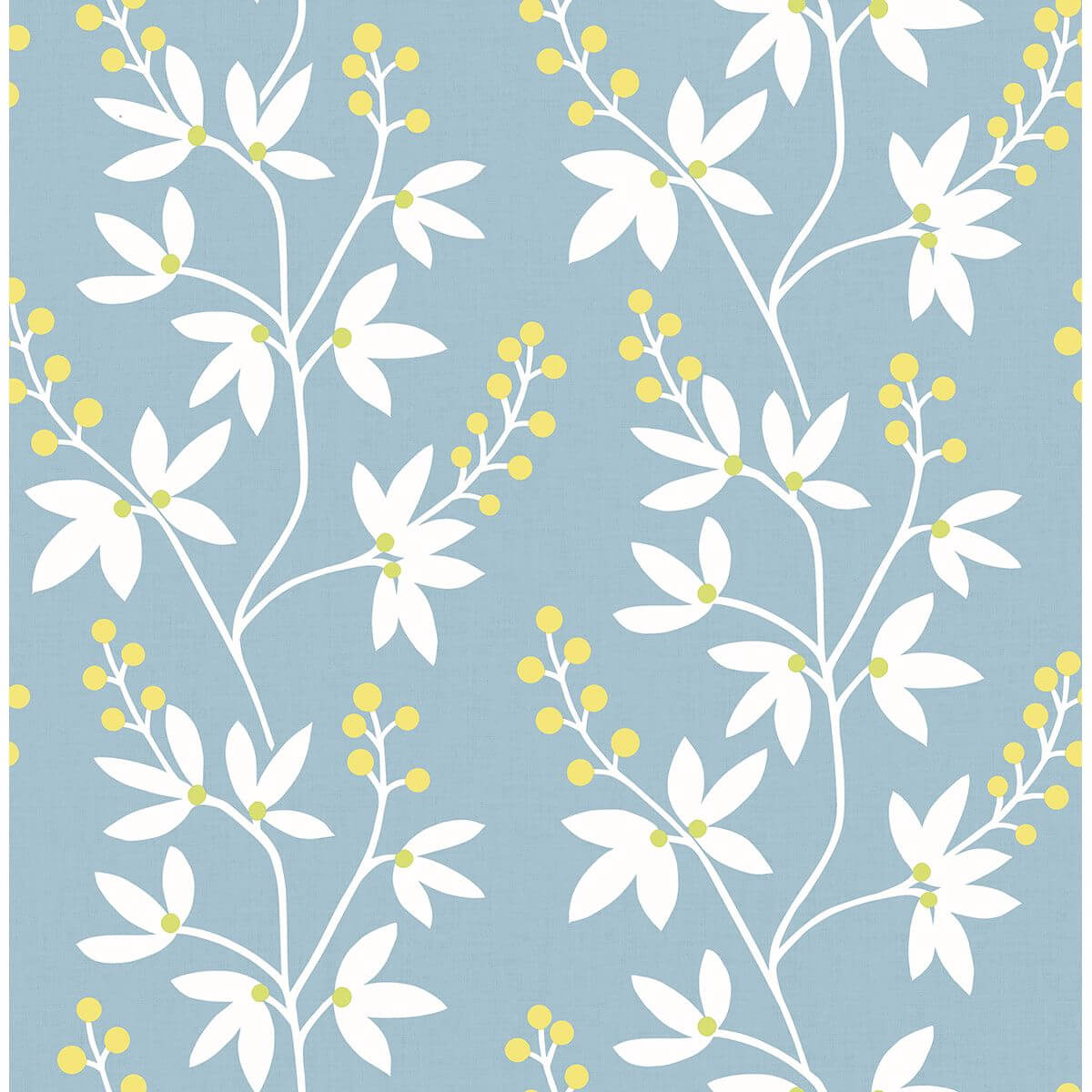 linnea-elsa-light-blue-botanical-trail-wallpaper-york-wallcoverings-2901-25442 - York Wallcoverings Papel pintado