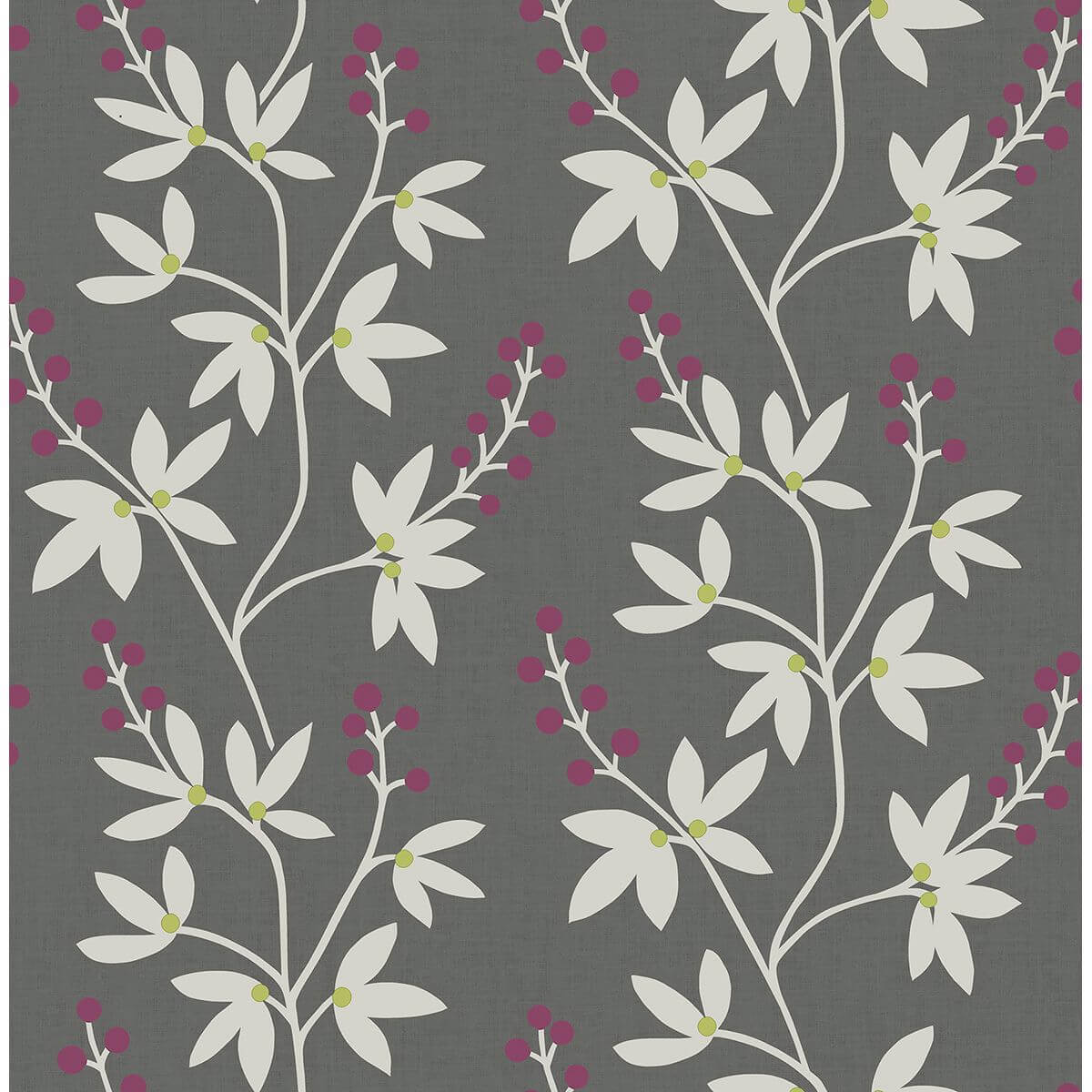 linnea-elsa-charcoal-botanical-trail-wallpaper-york-wallcoverings-2901-25439 - York Wallcoverings Papel pintado