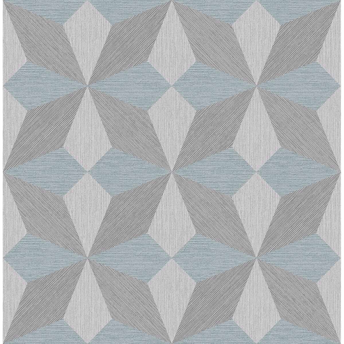 Valiant Aqua Faux Grasscloth Geometric Wallpaper - York Wallcoverings - 2908-25304