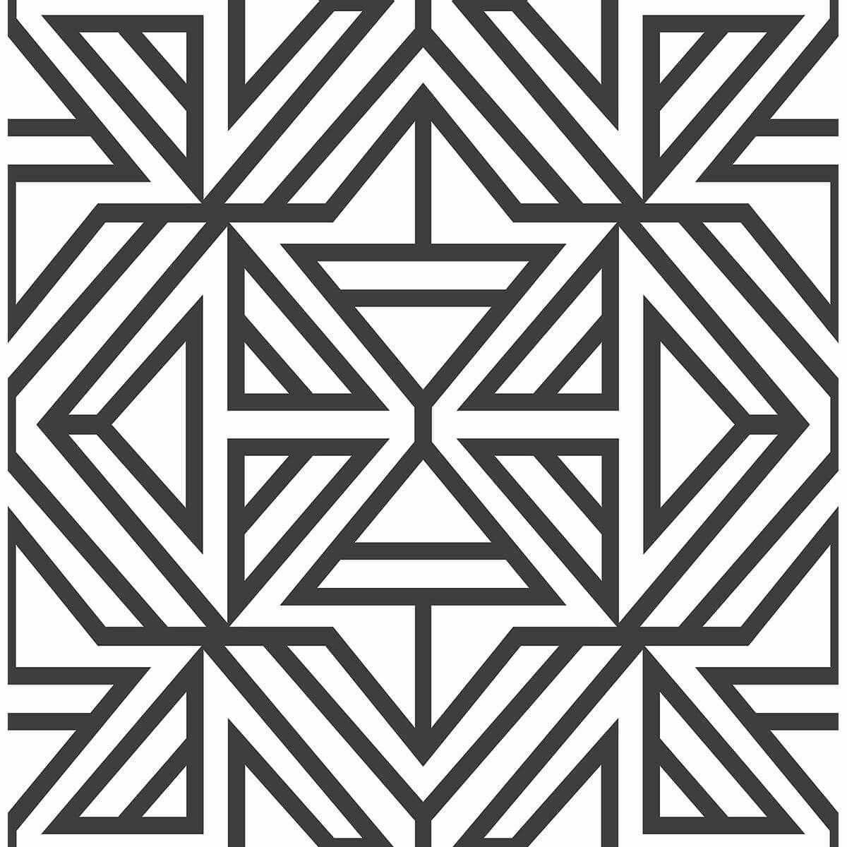 Helios Black Geometric Wallpaper - York Wallcoverings - 2902-25553