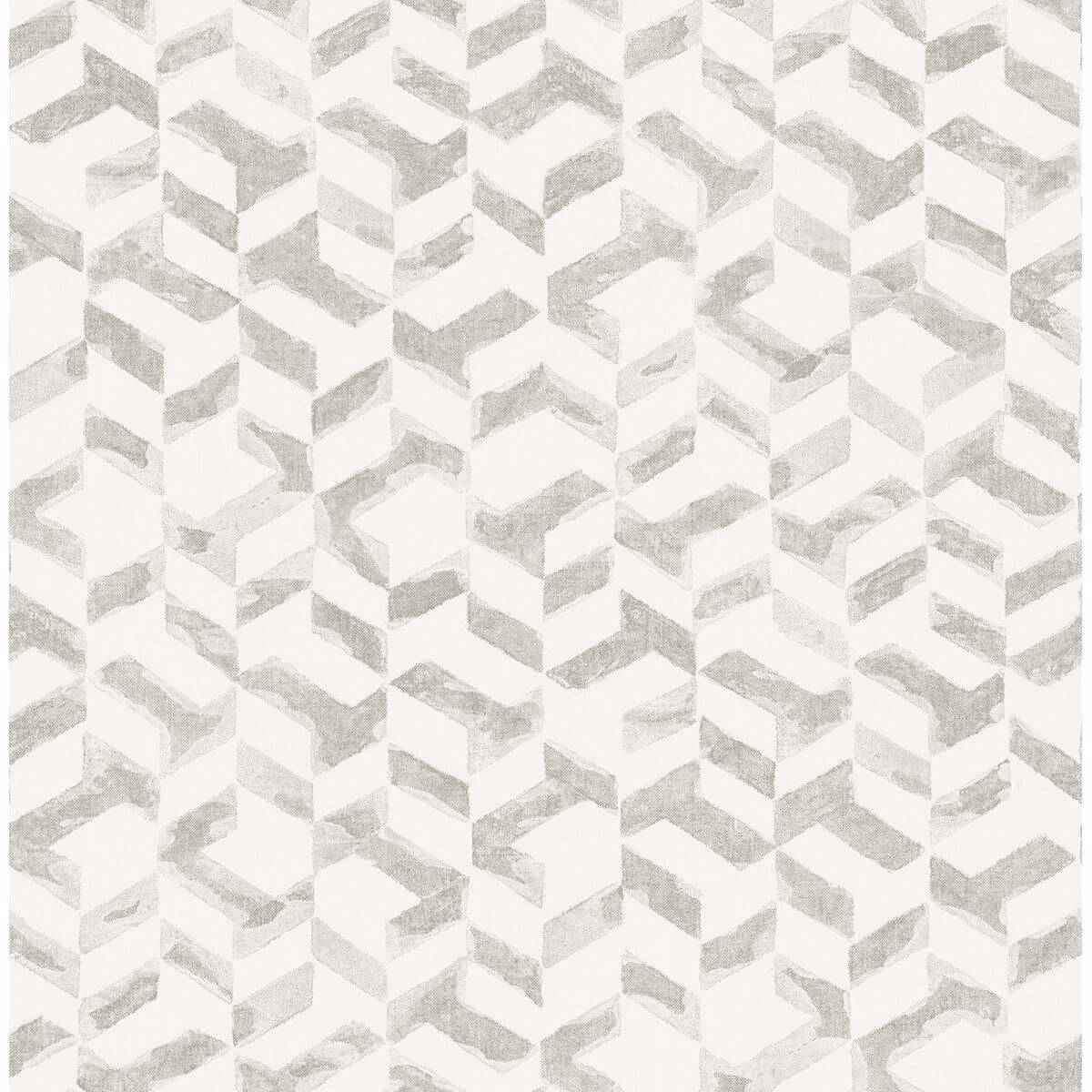 Instep Pewter Abstract Geometric Wallpaper - York Wallcoverings - 2902-25502