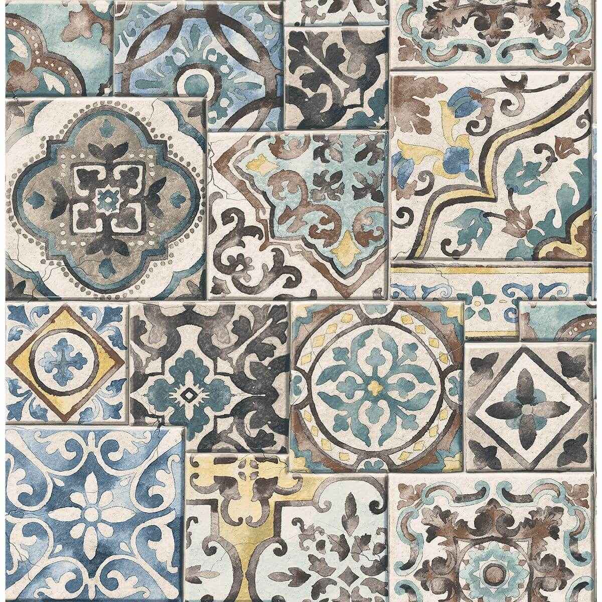 Estrada Blue Marrakesh Tiles Wallpaper - York Wallcoverings - 2922-22315 - York Wallcoverings Wallpaper