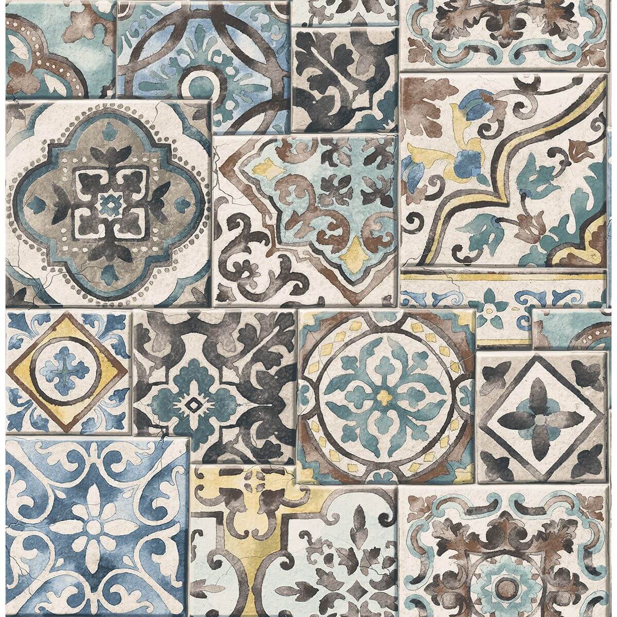estrada-blue-marrakesh-tiles-wallpaper-york-wallcoverings-2922-22315 - York Wallcoverings Wallpaper