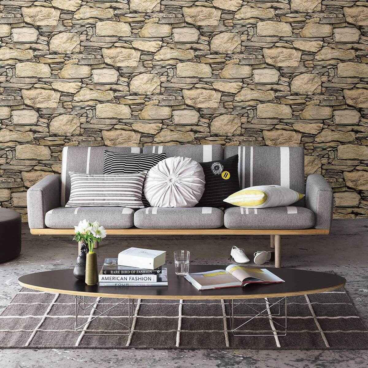 Cesar Beige Stone Wall Wallpaper - York Wallcoverings - 2922-22317 - York Wallcoverings Wallpaper