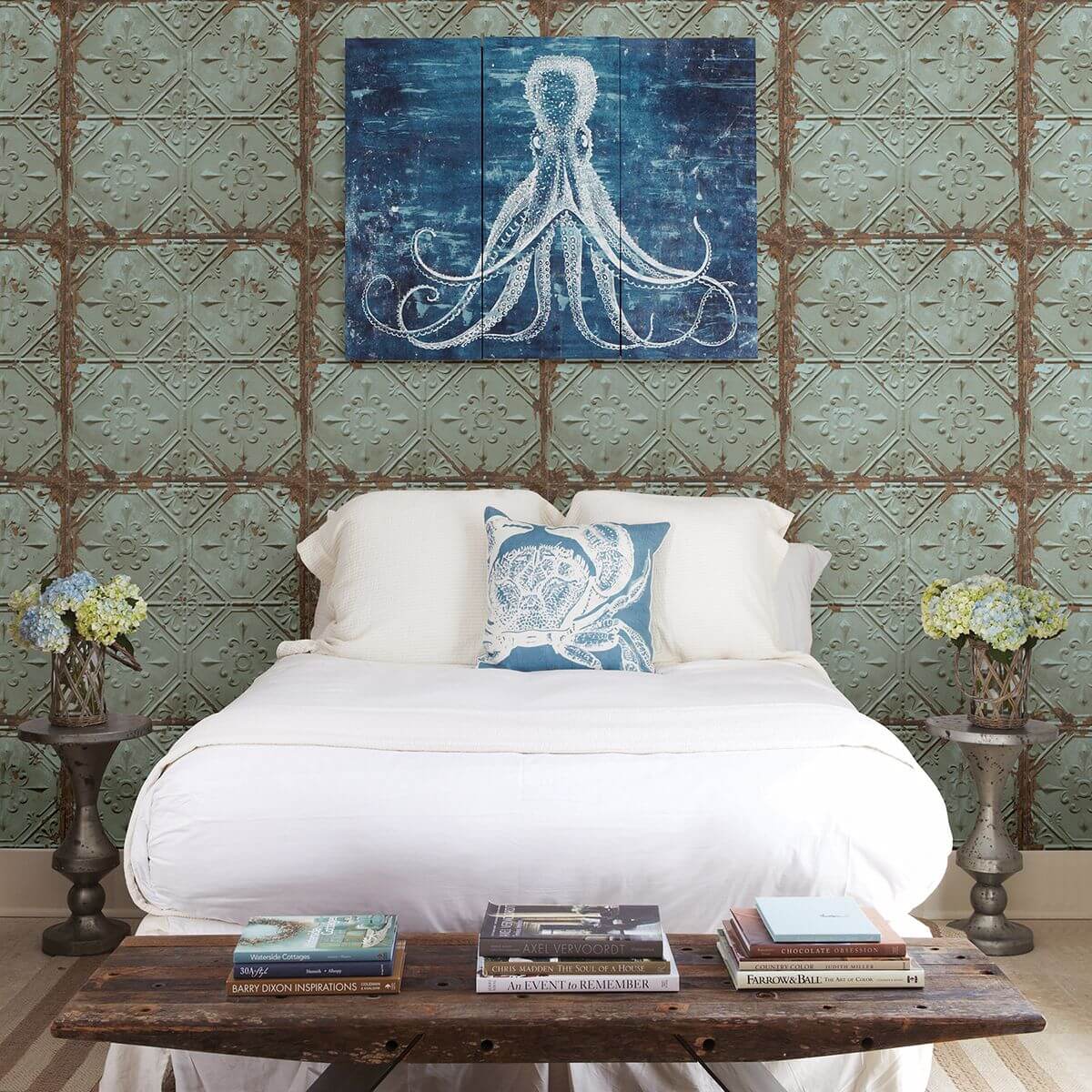 donahue-turquoise-tin-ceiling-wallpaper-york-wallcoverings-2922-22331 - York Wallcoverings Papel pintado