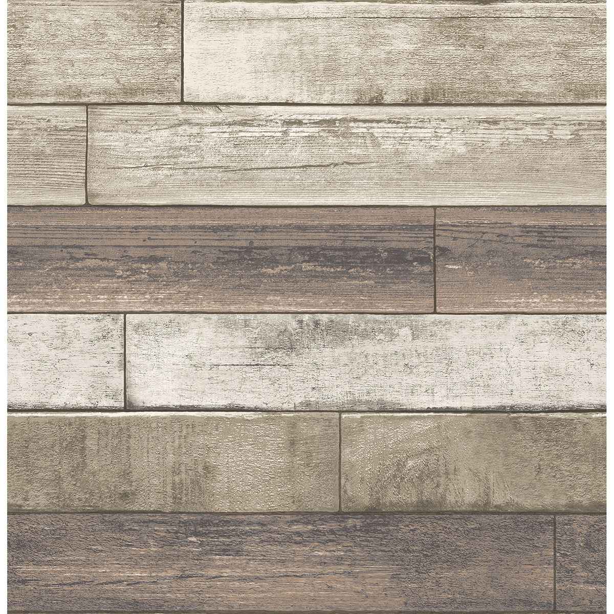 Porter Coffee Weathered Plank Wallpaper - York Wallcoverings - 2922-22347