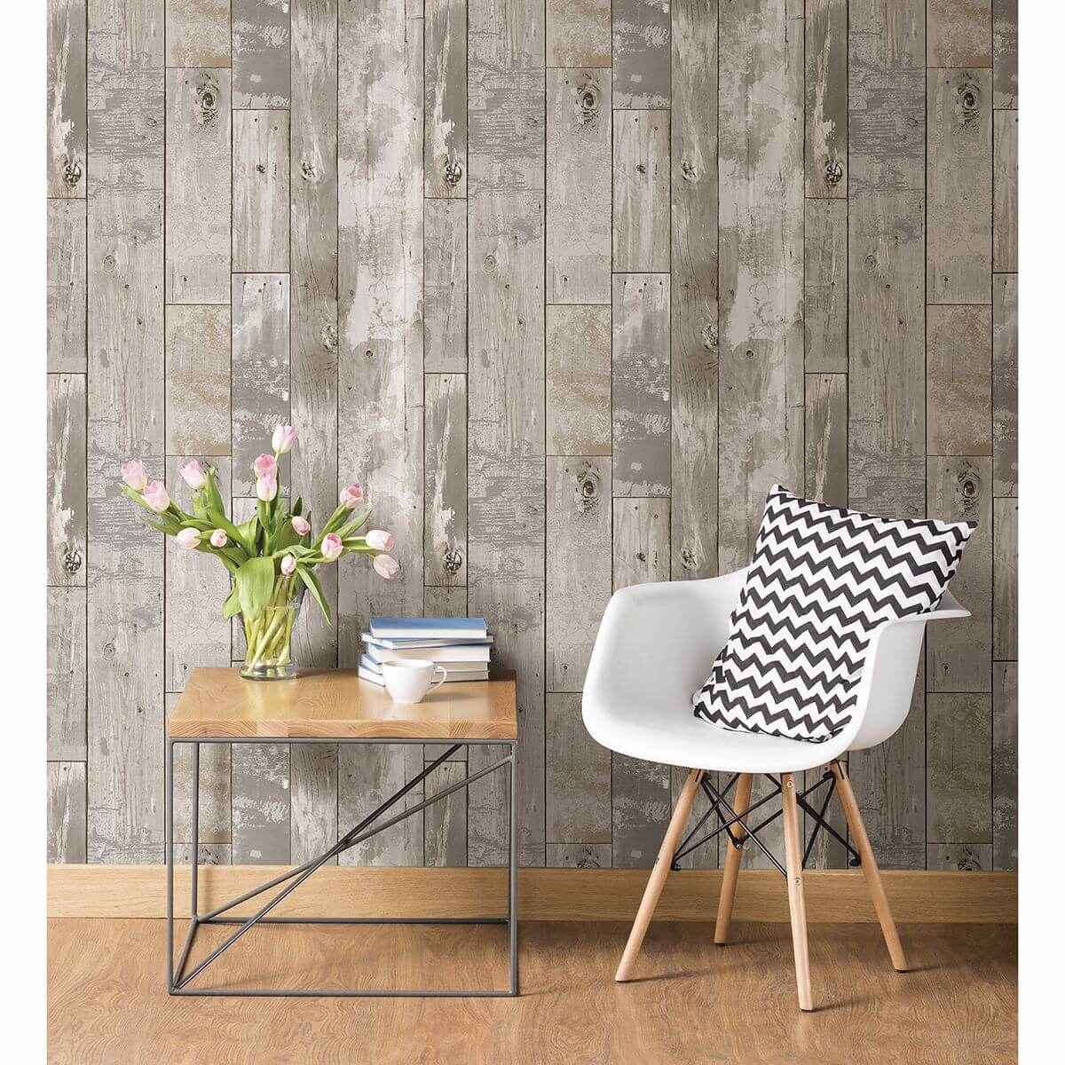 Deena Light Grey Weathered Wood Wallpaper - York Wallcoverings - 2922-24054 - York Wallcoverings Wallpaper