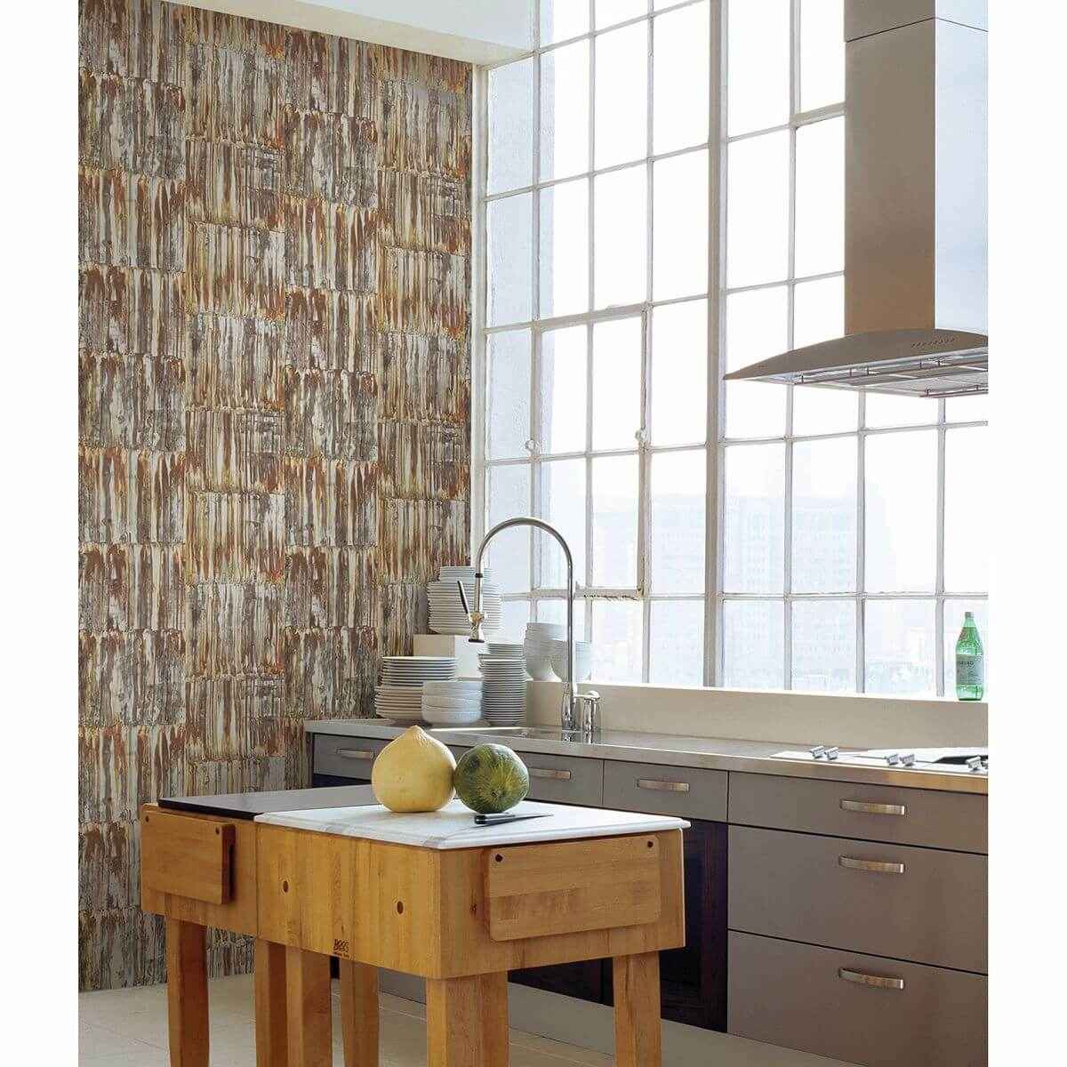 Patina Brass Faux Metal Panels Wallpaper - York Wallcoverings - 2922-24063 - York Wallcoverings Papel pintado