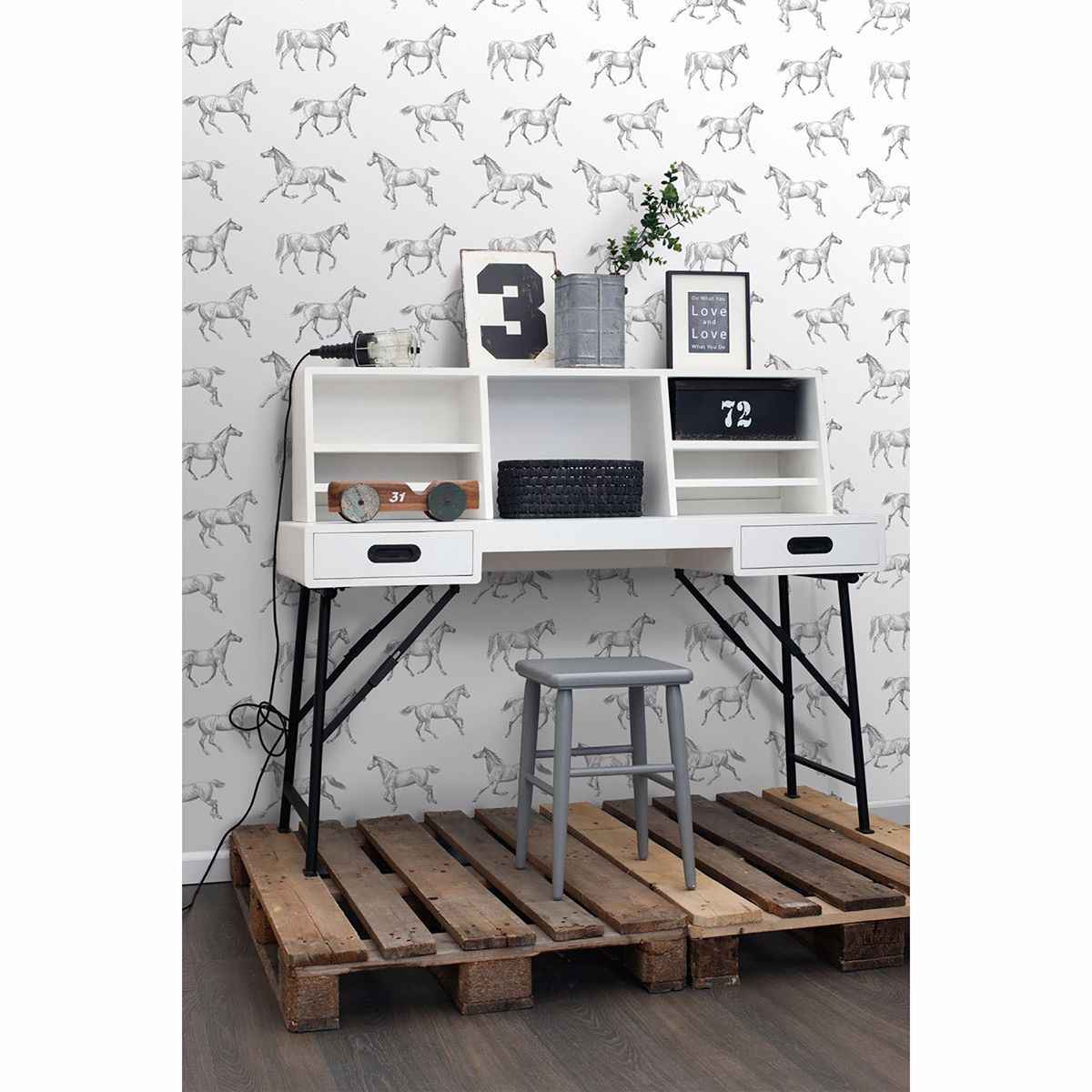Burnett Off White Horses Wallpaper - York Wallcoverings - DD128807 - York Wallcoverings Wallpaper
