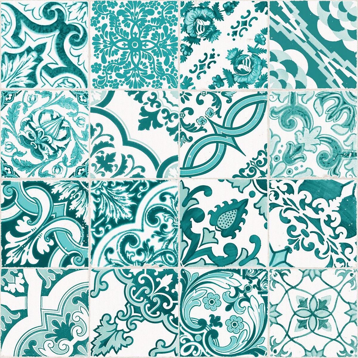 cohen-turquoise-tile-wallpaper-york-wallcoverings-dd148635 - York Wallcoverings Wallpaper