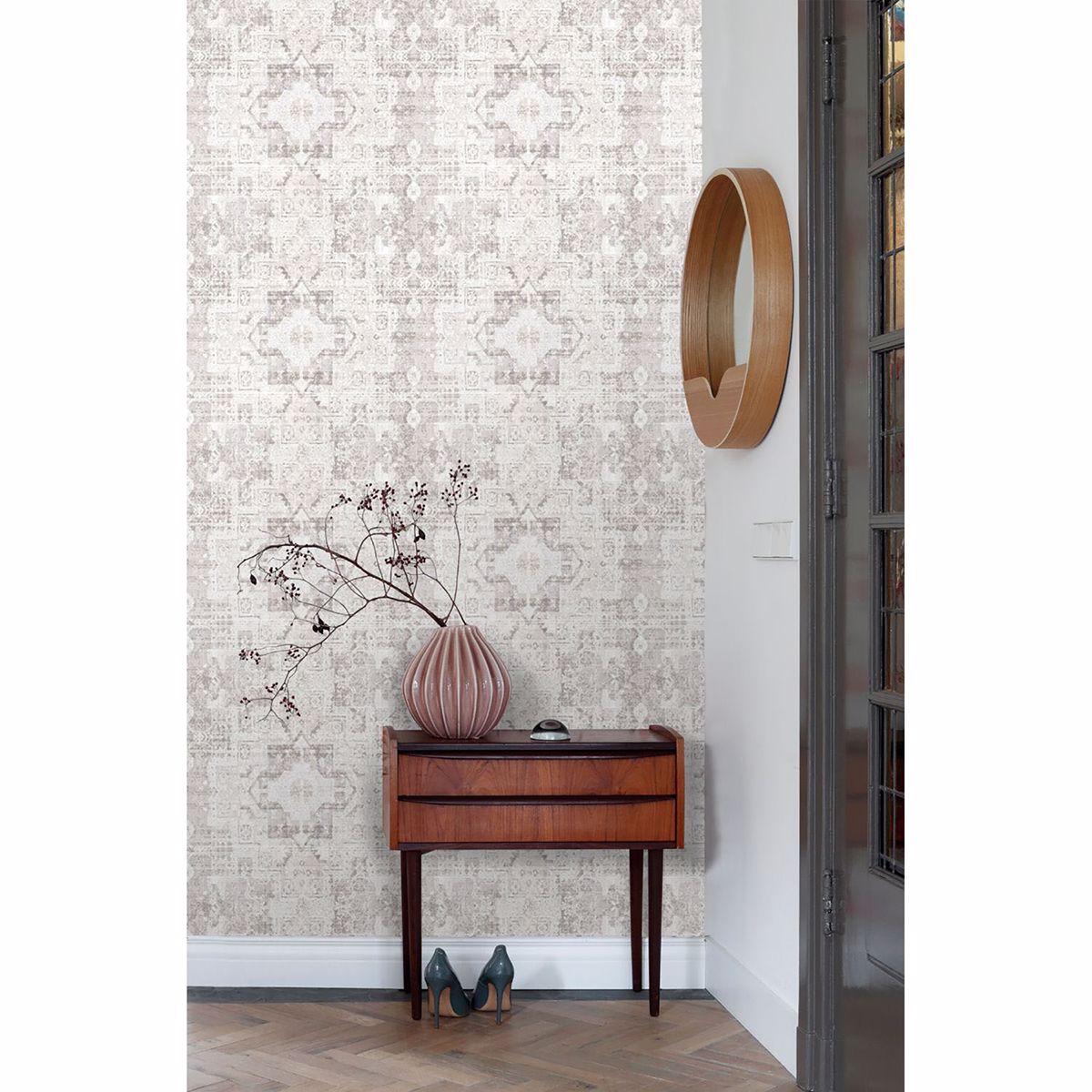 desmond-beige-distressed-medallion-wallpaper-york-wallcoverings-dd148654 - York Wallcoverings Wallpaper