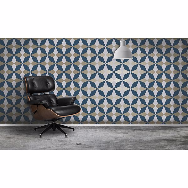 newby-navy-geometric-wallpaper-york-wallcoverings-2900-42548 - York Wallpaper Wallpaper