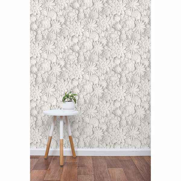 Dacre White Floral Wallpaper - York Wallcoverings - 2900-42554 - York Wallcoverings Wallpaper