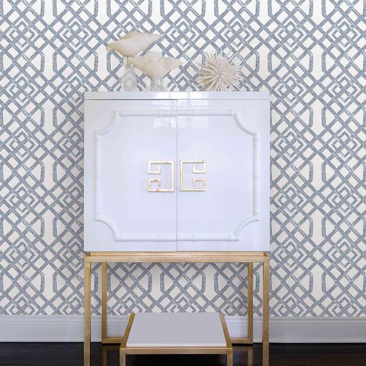 Traverse Blue Trellis Wallpaper - York Wallcoverings - 2861-25708 - York Wallcoverings Wallpaper