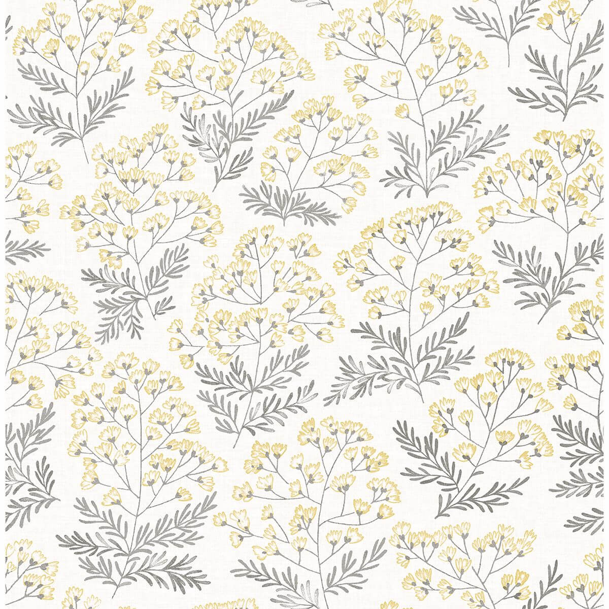 floret-yellow-floral-wallpaper-york-wallcoverings-2861-25715 - York Wallcoverings Wallpaper