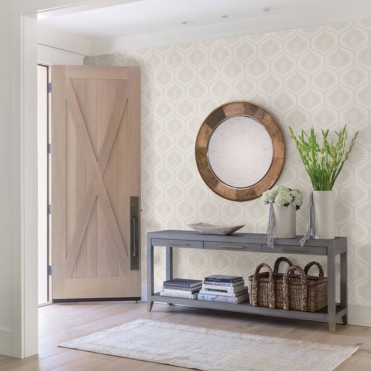laurel-bone-ogee-wallpaper-york-wallcoverings-2861-25722 - York Wallcoverings Papel pintado