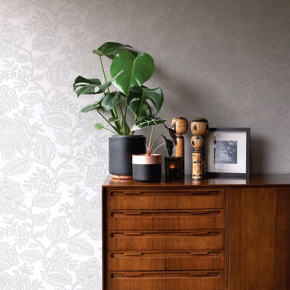 larkin-grey-floral-wallpaper-york-wallcoverings-2861-25733 - York Wallcoverings Wallpaper