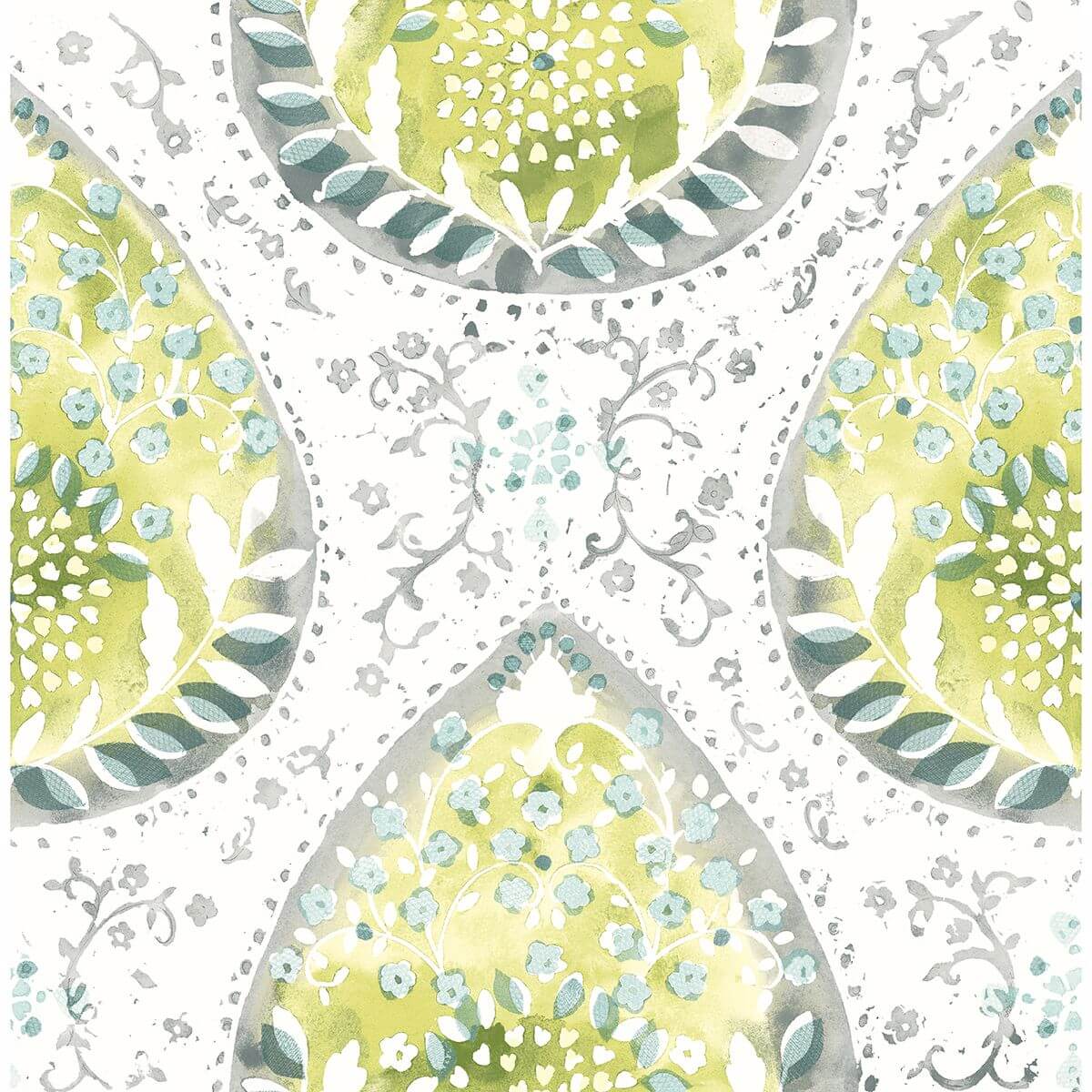 alistair-green-medallion-wallpaper-york-wallcoverings-2861-25750 - York Wallcoverings Wallpaper